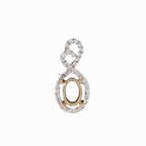 Infinity Sweetheart Pendant Setting W Natural Diamond Accents in 14K Solid Gold | Oval Shape| Customizable