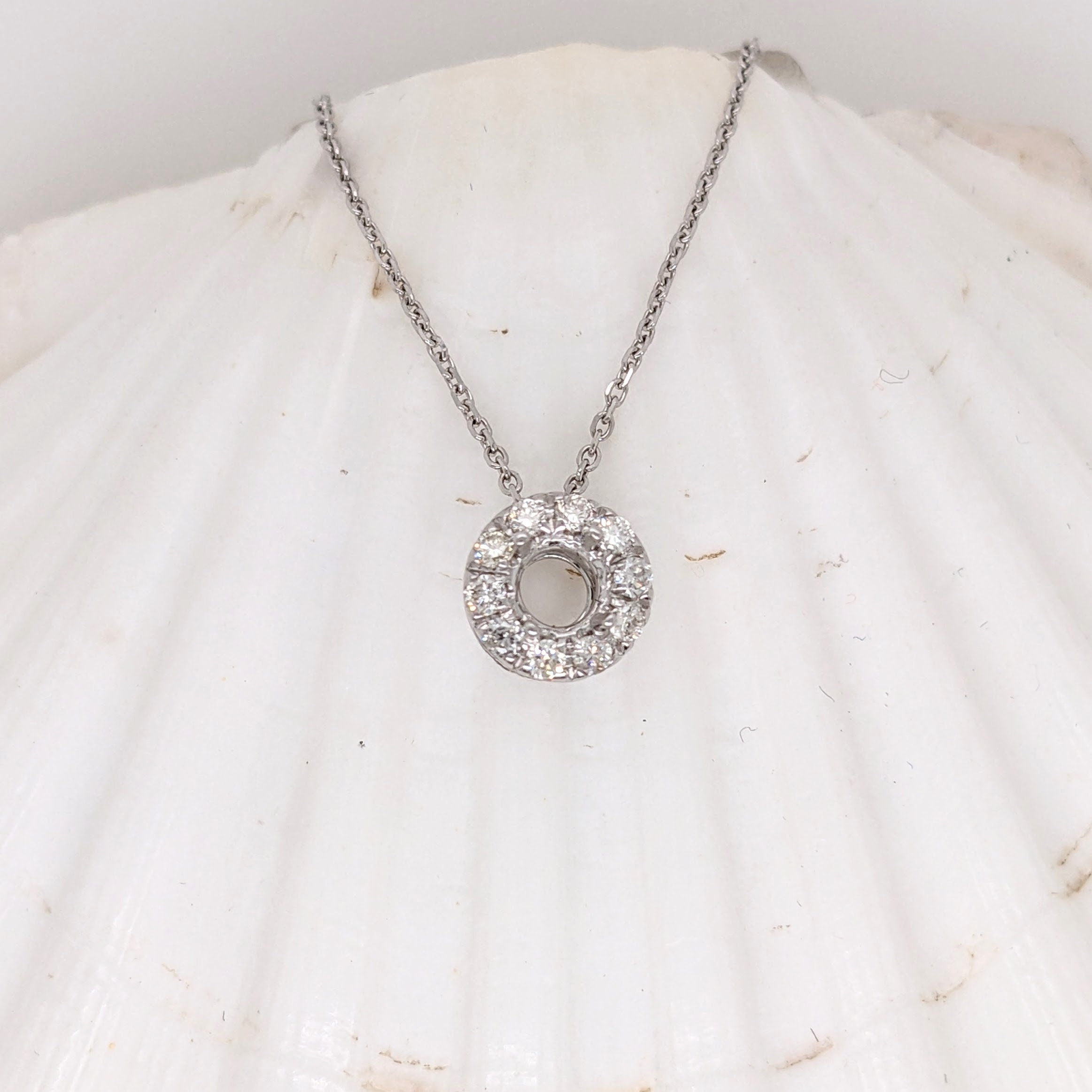 Pendants-Minimalist Halo Pendant Design Setting in 14K Solid Gold | Round Shape 4mm 5mm 6mm | Natural Diamond Accents | Dainty Jewelry | Customizable - NNJGemstones