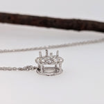 Pendants-Minimalist Halo Pendant Design Setting in 14K Solid Gold | Round Shape 4mm 5mm 6mm | Natural Diamond Accents | Dainty Jewelry | Customizable - NNJGemstones