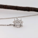 Pendants-Minimalist Halo Pendant Design Setting in 14K Solid Gold | Round Shape 4mm 5mm 6mm | Natural Diamond Accents | Dainty Jewelry | Customizable - NNJGemstones