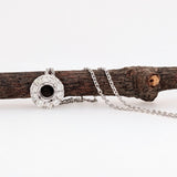 Pendants-Minimalist Halo Pendant Design Setting in 14K Solid Gold | Round Shape 4mm 5mm 6mm | Natural Diamond Accents | Dainty Jewelry | Customizable - NNJGemstones