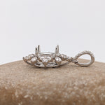 Pendants-Snowflake Design Pendant Setting W Natural Diamond Accents in 14K Solid Gold | Oval Shape 8x6 9x7 10x8 | Dainty Jewelry | Customizable - NNJGemstones