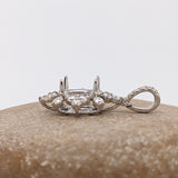 Pendants-Snowflake Design Pendant Setting W Natural Diamond Accents in 14K Solid Gold | Oval Shape 8x6 9x7 10x8 | Dainty Jewelry | Customizable - NNJGemstones