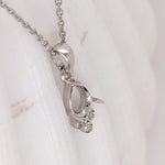 Pendants-Cute Minimalist Pendant Setting W Natural Diamond Accents in 14K Solid Gold | Pear Shape 5x3 6x4 7x5 8x6 | Dainty Jewelry | Customizable - NNJGemstones