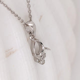 Pendants-Cute Minimalist Pendant Setting W Natural Diamond Accents in 14K Solid Gold | Pear Shape 5x3 6x4 7x5 8x6 | Dainty Jewelry | Customizable - NNJGemstones