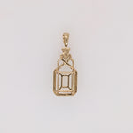 Pendants-Charming Art Deco Pendant Setting W Natural Diamond Accents in 14K Solid Gold | Emerald Cut 9x7 10x8 11x9 14x12 | Customizable - NNJGemstones