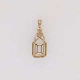 Pendants-Charming Art Deco Pendant Setting W Natural Diamond Accents in 14K Solid Gold | Emerald Cut 9x7 10x8 11x9 14x12 | Customizable - NNJGemstones