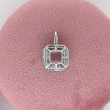 Pendants-Cute Double Halo Pendant Setting W Natural Diamond Accents in 14K Solid Gold | Princess Cut 6mm 7mm 8mm | Daily Wear | Customizable - NNJGemstones