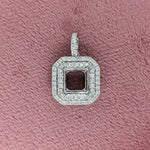 Pendants-Cute Double Halo Pendant Setting W Natural Diamond Accents in 14K Solid Gold | Princess Cut 6mm 7mm 8mm | Daily Wear | Customizable - NNJGemstones