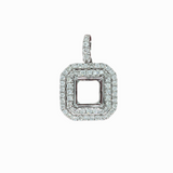 Cute Double Halo Pendant Setting W Natural Diamond Accents in 14K Solid Gold | Princess Cut