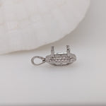 Pendants-Cute Double Halo Pendant Setting W Natural Diamond Accents in 14K Solid Gold | Princess Cut 6mm 7mm 8mm | Daily Wear | Customizable - NNJGemstones