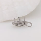 Pendants-Cute Double Halo Pendant Setting W Natural Diamond Accents in 14K Solid Gold | Princess Cut 6mm 7mm 8mm | Daily Wear | Customizable - NNJGemstones