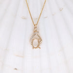 Pendants-Unique Asymmetrical Pendant Setting W Pave Diamond Detail in 14K Solid Gold | Oval Shape 7x5 8x6 9x7 | Gemstone Necklace | Customizable - NNJGemstones