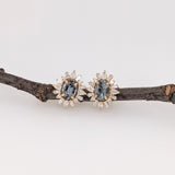 Stud Earrings-Aurora Collection | Mixed Pear, Baguette & Round Diamond Halo Earring Setting in 14k Solid Gold | Oval Cut - NNJGemstones