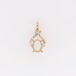 Pendants-Unique Asymmetrical Pendant Setting W Pave Diamond Detail in 14K Solid Gold | Oval Shape 7x5 8x6 9x7 | Gemstone Necklace | Customizable - NNJGemstones