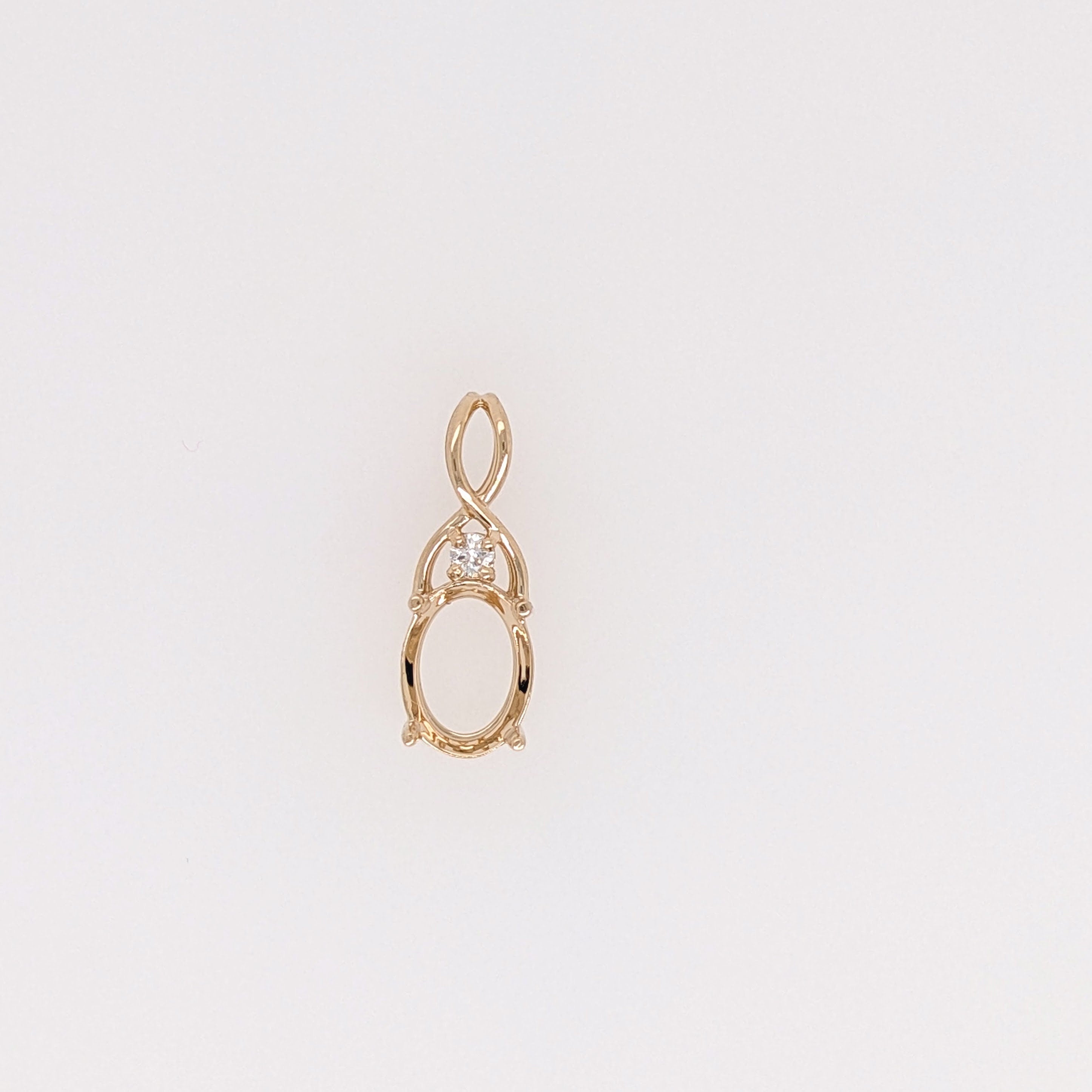 Pendants-Dainty Infinity Design Diamond Pendant Semi Mount in 14K Rose, White, or Yellow Gold | Oval Shape 8x6mm | Twisted Necklace | Custom Sizes - NNJGemstones