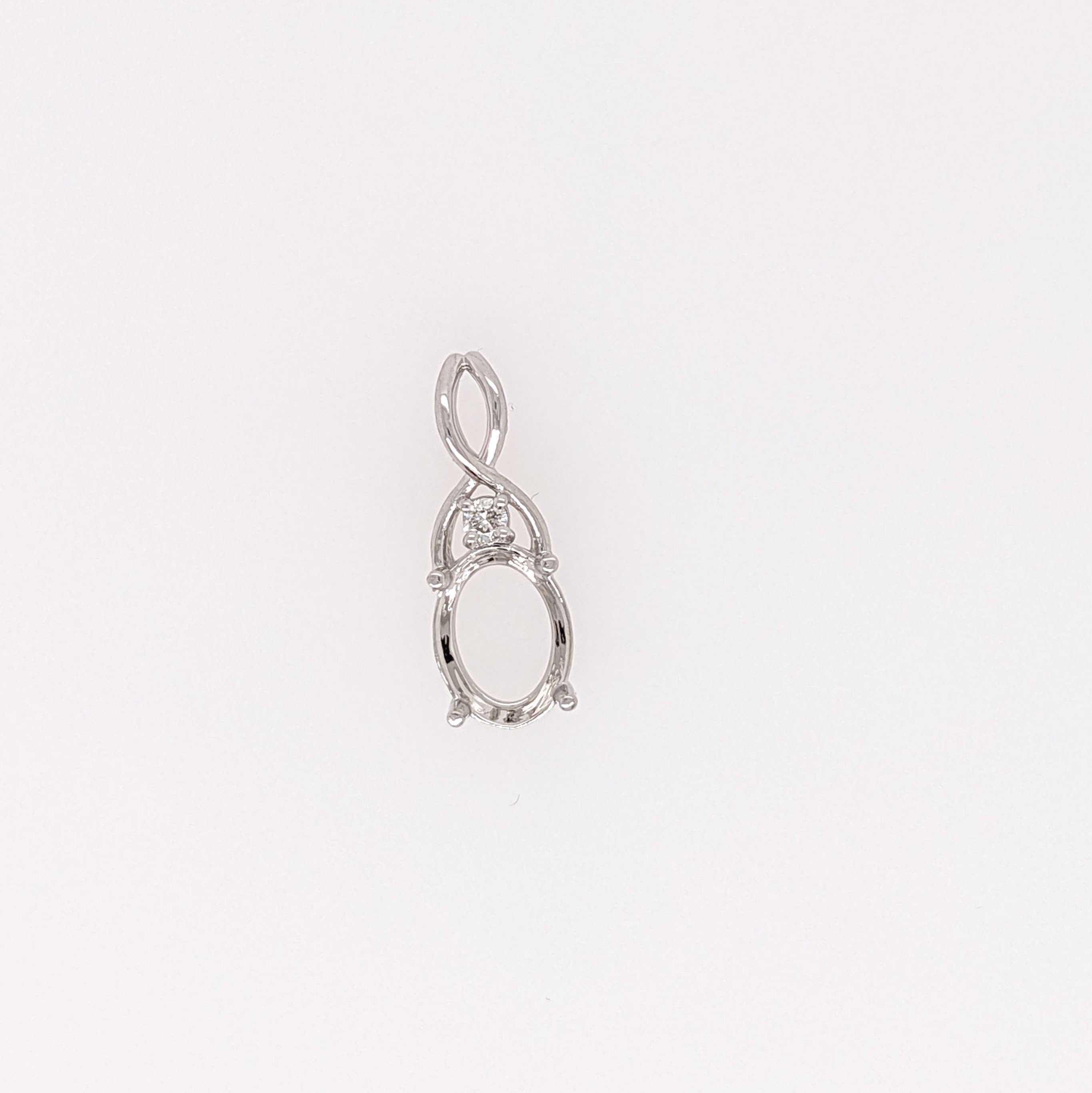 Pendants-Dainty Infinity Design Diamond Pendant Semi Mount in 14K Rose, White, or Yellow Gold | Oval Shape 8x6mm | Twisted Necklace | Custom Sizes - NNJGemstones