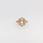 Statement Rings-Vintage Inspire Ring Setting W Earth Mined Diamond Accents in 14K Solid Gold | Emerald 7x5 8x6 9x7 | Gemstone Ring Setting | Customizable - NNJGemstones