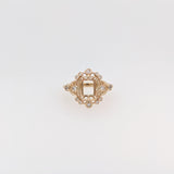 Statement Rings-Vintage Inspire Ring Setting W Earth Mined Diamond Accents in 14K Solid Gold | Emerald 7x5 8x6 9x7 | Gemstone Ring Setting | Customizable - NNJGemstones