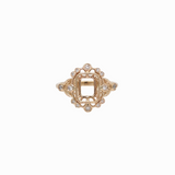 Vintage Inspire Ring Setting W Earth Mined Diamond Accents in 14K Solid Gold | Emerald Cut | Gemstone Ring Setting | Customizable