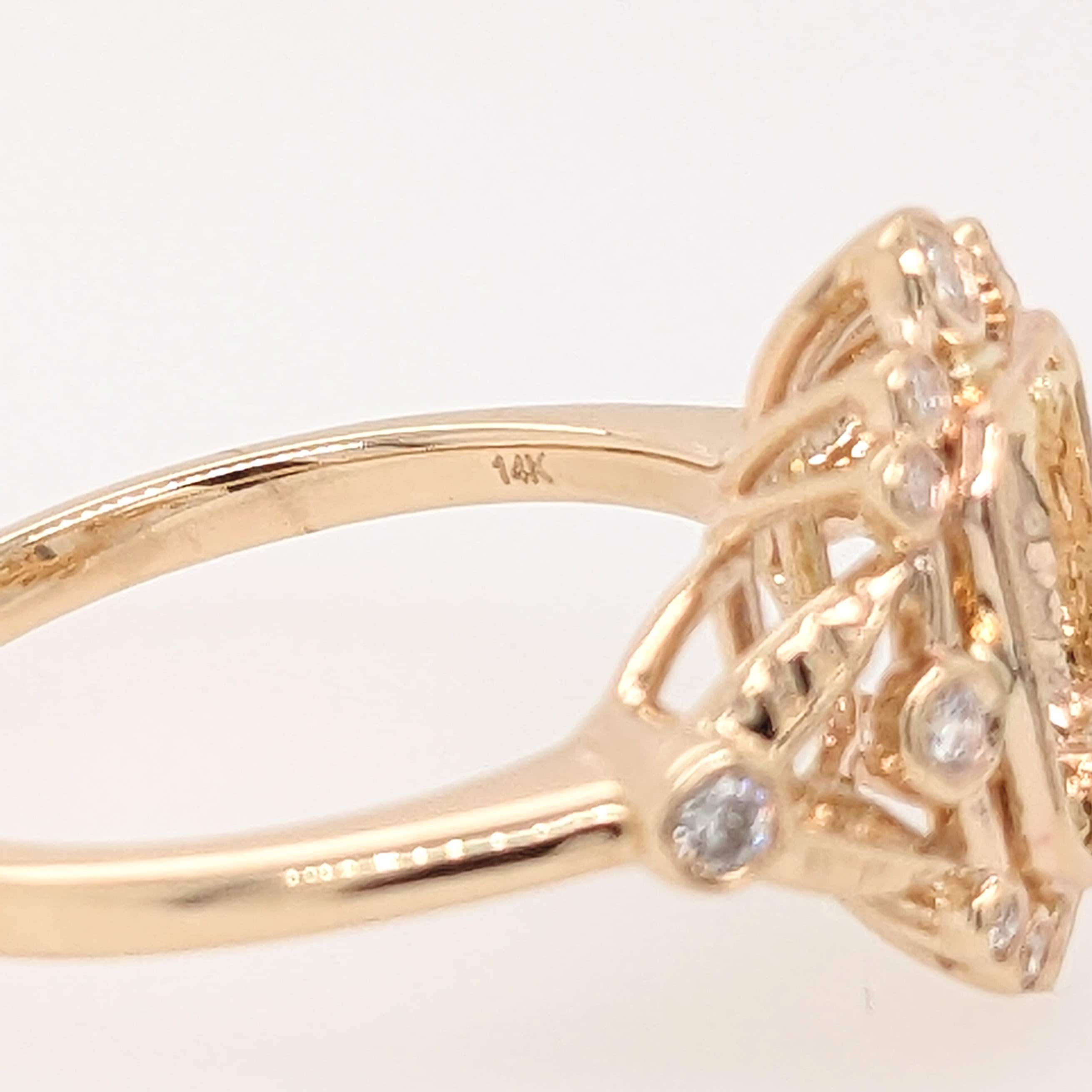 Statement Rings-Vintage Inspire Ring Setting W Earth Mined Diamond Accents in 14K Solid Gold | Emerald 7x5 8x6 9x7 | Gemstone Ring Setting | Customizable - NNJGemstones