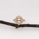 Statement Rings-Vintage Inspire Ring Setting W Earth Mined Diamond Accents in 14K Solid Gold | Emerald 7x5 8x6 9x7 | Gemstone Ring Setting | Customizable - NNJGemstones