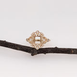 Statement Rings-Vintage Inspire Ring Setting W Earth Mined Diamond Accents in 14K Solid Gold | Emerald 7x5 8x6 9x7 | Gemstone Ring Setting | Customizable - NNJGemstones