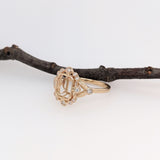 Statement Rings-Vintage Inspire Ring Setting W Earth Mined Diamond Accents in 14K Solid Gold | Emerald 7x5 8x6 9x7 | Gemstone Ring Setting | Customizable - NNJGemstones