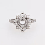 Statement Rings-Vintage Snowflake Ring Setting W Marquise & Round Diamond Accents in 14K Solid Gold | Round Shape 5mm 6mm 7mm 8mm 9mm 10mm | Customizable - NNJGemstones