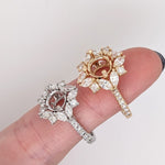 Statement Rings-Vintage Snowflake Ring Setting W Marquise & Round Diamond Accents in 14K Solid Gold | Round Shape 5mm 6mm 7mm 8mm 9mm 10mm | Customizable - NNJGemstones