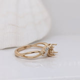 Statement Rings-Celtic Style Ring Setting in 14K Solid Gold W Marquise Earth Mined Diamond Accents | Round Setting 5mm 6mm 7mm | Split Shank | Customizable - NNJGemstones