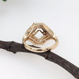 Statement Rings-Art Deco Style Ring Setting W Earth Mined Diamonds in 14K Solid Gold | Oval Cut 9x7 10x8 11x9 | Statement Jewelry | Customizable - NNJGemstones