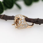 Statement Rings-Art Deco Style Ring Setting W Earth Mined Diamonds in 14K Solid Gold | Oval Cut 9x7 10x8 11x9 | Statement Jewelry | Customizable - NNJGemstones