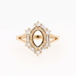 Statement Rings-Statement Ring Setting with Natural Round and Baguette Diamond Accents in 14K Solid Gold | Oval Shape 8x6 9x7 10x8 | Customizable - NNJGemstones