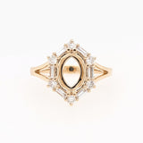 Statement Rings-Statement Ring Setting with Natural Round and Baguette Diamond Accents in 14K Solid Gold | Oval Shape 8x6 9x7 10x8 | Customizable - NNJGemstones