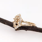 Statement Rings-Statement Ring Setting with Natural Round and Baguette Diamond Accents in 14K Solid Gold | Oval Shape 8x6 9x7 10x8 | Customizable - NNJGemstones