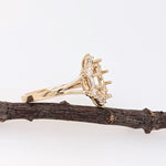 Statement Rings-Statement Ring Setting with Natural Round and Baguette Diamond Accents in 14K Solid Gold | Oval Shape 8x6 9x7 10x8 | Customizable - NNJGemstones