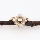 Statement Rings-Statement Ring Setting with Natural Round and Baguette Diamond Accents in 14K Solid Gold | Oval Shape 8x6 9x7 10x8 | Customizable - NNJGemstones