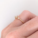 Stackable Rings-Minimalistic East West Oval Shape Ring Semi Mount in Natural 14K Yellow, White or Rose Gold || Oval Cut 5x4mm || Custom || Compass Prongs - NNJGemstones