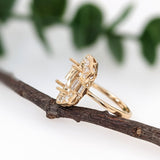 Vintage Inspired Ring Semi Mount w Baguette and Round Diamonds in 14K Gold | Oval Shape | Custom Gemstone Jewelry