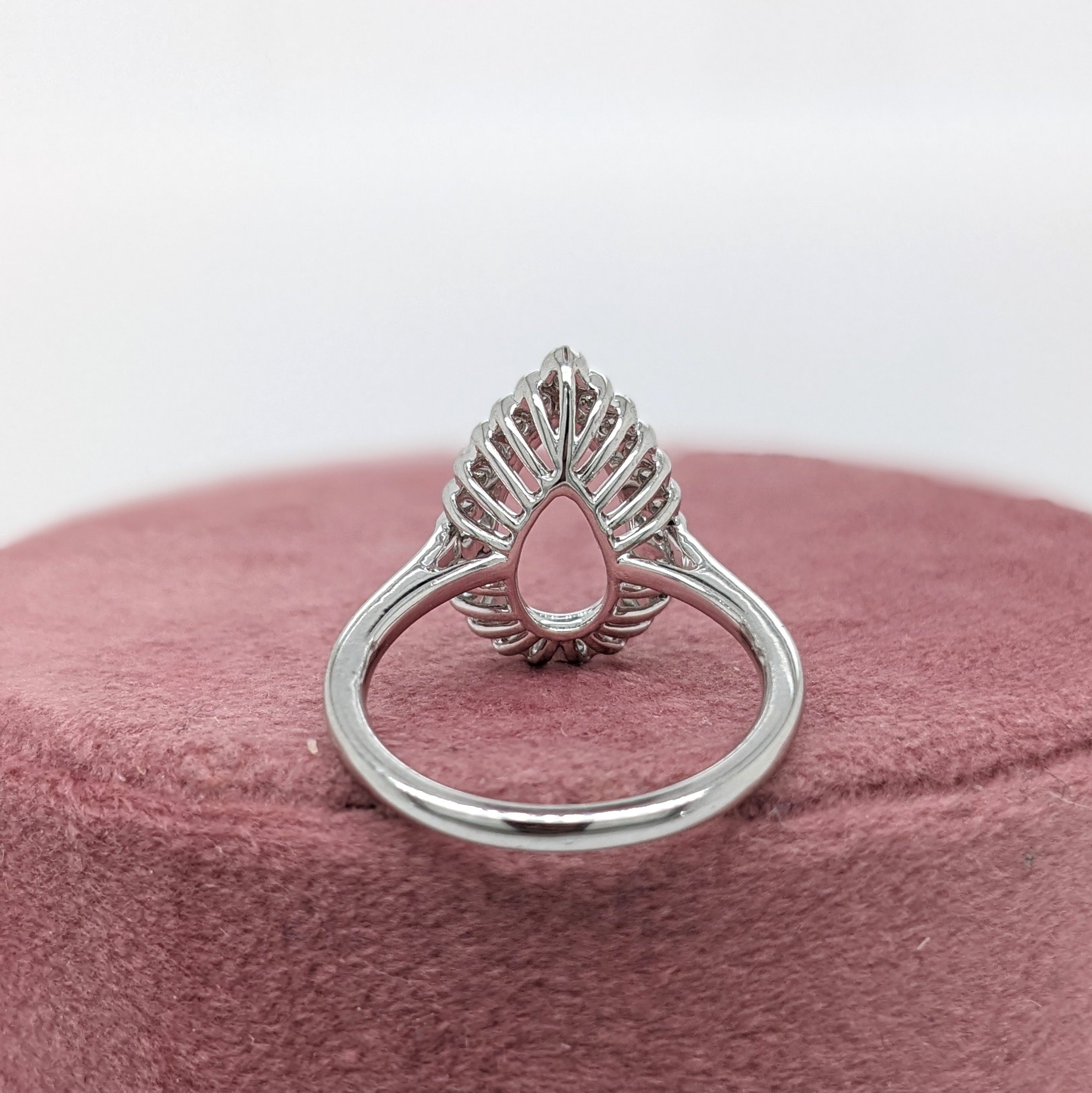 Statement Rings-Elegant Pear Shape Gemstone Ring Setting in 14K Solid Gold with Natural Diamond Halo | Tear Drop 12x8 13x8 14x8 | Minimalist | Customizable - NNJGemstones