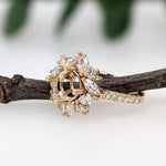 Statement Rings-Vintage Snowflake Ring Setting W Marquise & Round Diamond Accents in 14K Solid Gold | Round Shape 5mm 6mm 7mm 8mm 9mm 10mm | Customizable - NNJGemstones