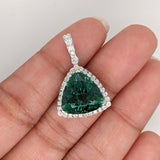 Pendants-Pendant Semi-Mount Trillion Shape in 14K White, Yellow or Rose Gold with Diamond Halo Accents || Heirloom Pendant || Custom Sizes - NNJGemstones