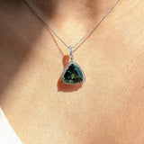 Pendants-Pendant Semi-Mount Trillion Shape in 14K White, Yellow or Rose Gold with Diamond Halo Accents || Heirloom Pendant || Custom Sizes - NNJGemstones