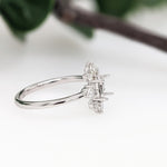 Statement Rings-Pretty Sunburst Ring Semi Mount in 14K Solid Gold W Natural Diamond Accents | Oval Shape | Gemstone Setting | Art Deco | Customizable - NNJGemstones