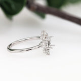 Statement Rings-Pretty Sunburst Ring Semi Mount in 14K Solid Gold W Natural Diamond Accents | Oval Shape | Gemstone Setting | Art Deco | Customizable - NNJGemstones