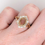 Statement Rings-Statement Ring Setting with Natural Round and Baguette Diamond Accents in 14K Solid Gold | Oval Shape 8x6 9x7 10x8 | Customizable - NNJGemstones