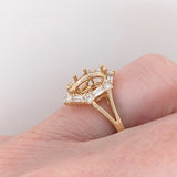 Statement Rings-Statement Ring Setting with Natural Round and Baguette Diamond Accents in 14K Solid Gold | Oval Shape 8x6 9x7 10x8 | Customizable - NNJGemstones