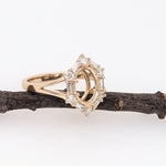 Statement Rings-Statement Ring Setting with Natural Round and Baguette Diamond Accents in 14K Solid Gold | Oval Shape 8x6 9x7 10x8 | Customizable - NNJGemstones