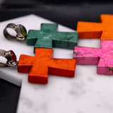 Pendants-Bright Cross Garnet Pendant in Solid Silver || Oval 8x6mm || Previously Loved || Orange, Green, Pink Gemstones || January Birthstone || - NNJGemstones